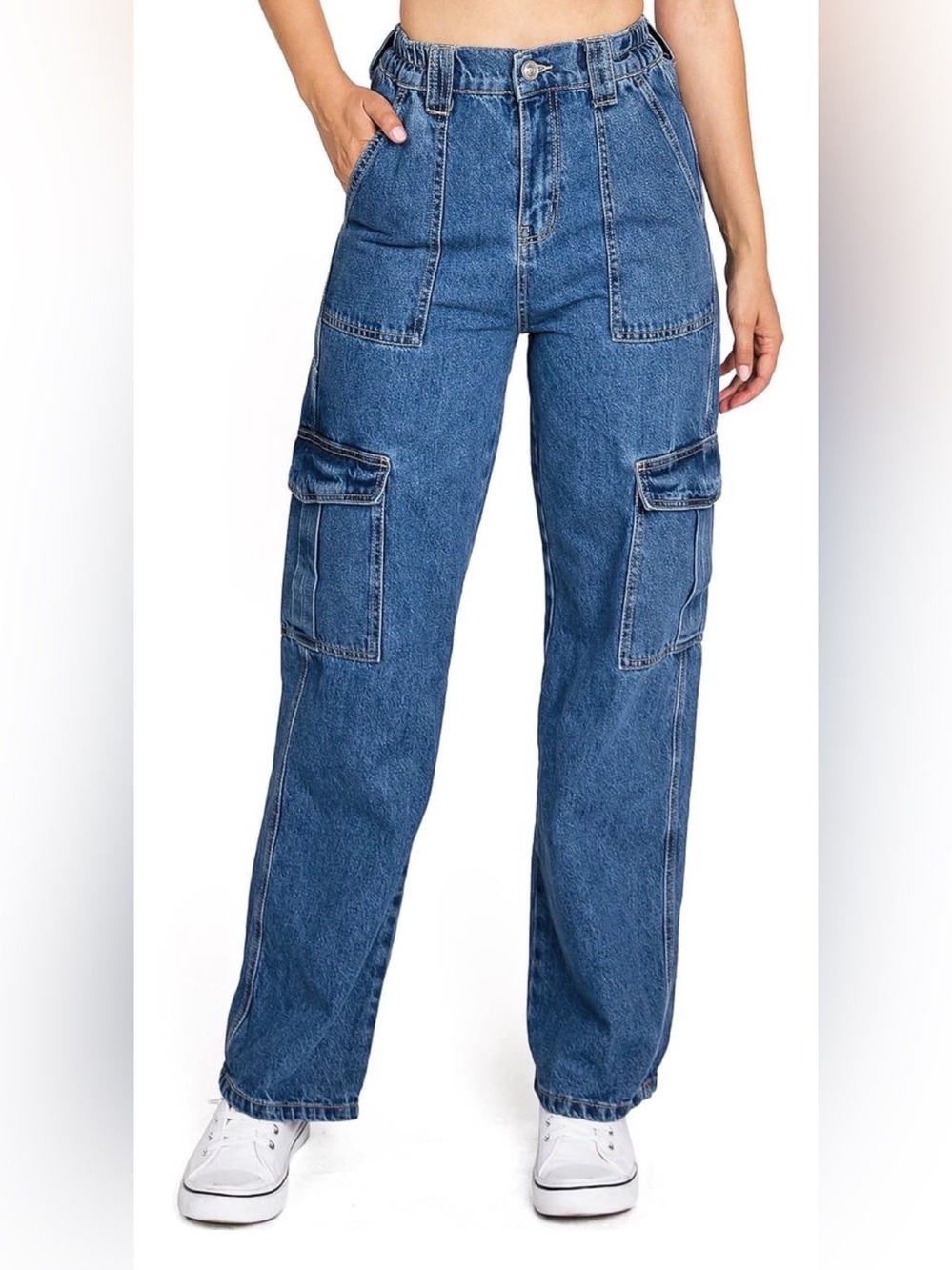 Wax Jean Womens High Waist Skater Denim Straight Leg Jeans Large
